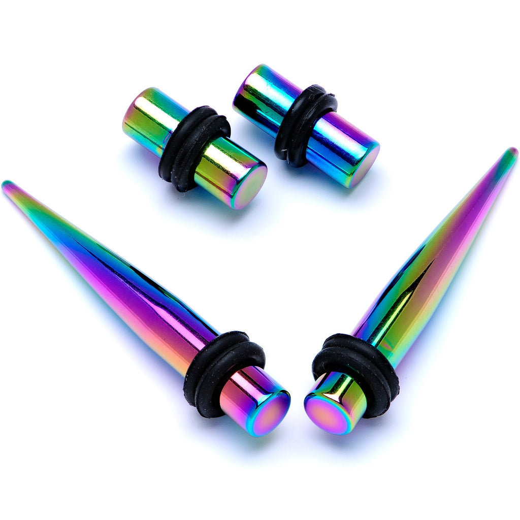 BodyCandy Rainbow PVD Straight Plug and Taper Set Sizes 5mm to 10mm — packaging or label