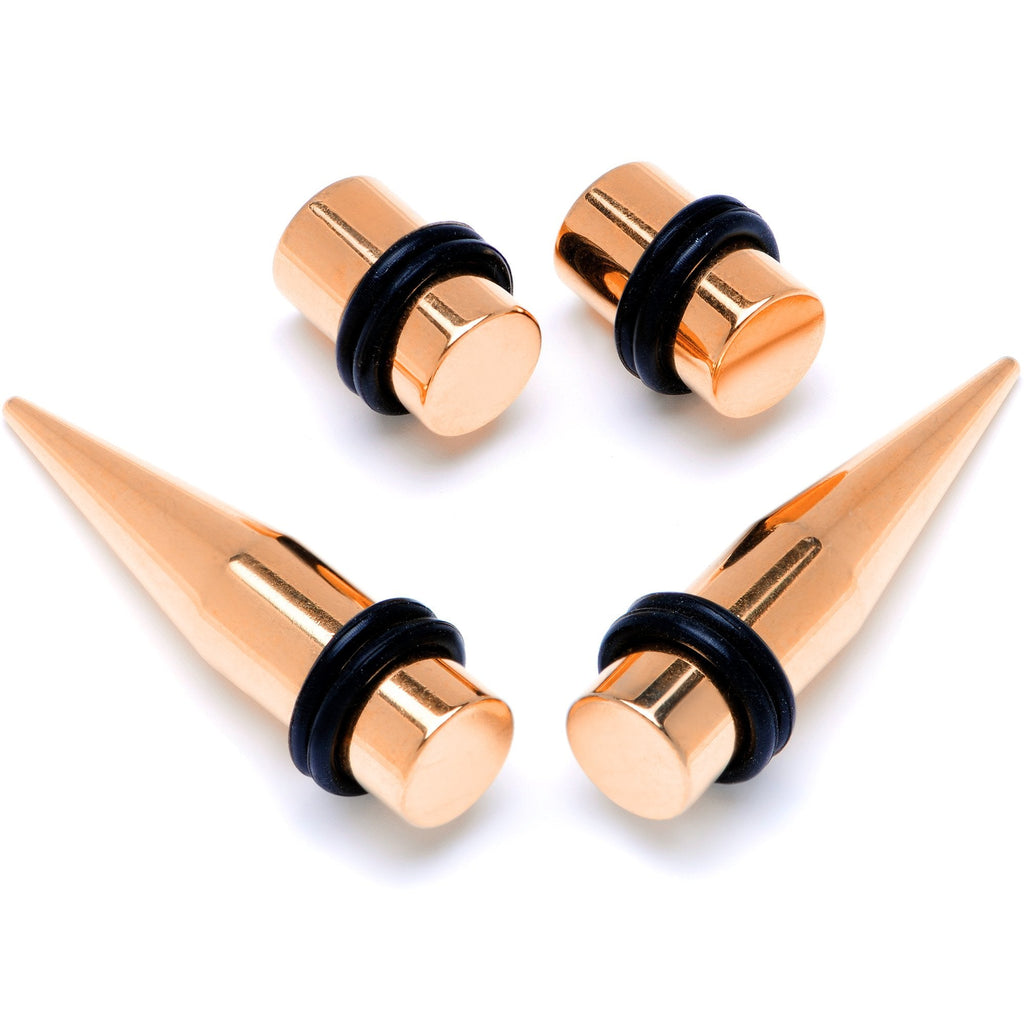 BodyCandy Rose Gold Tone PVD Straight Plug and Taper Set Sizes 5mm to 10mm — color variant