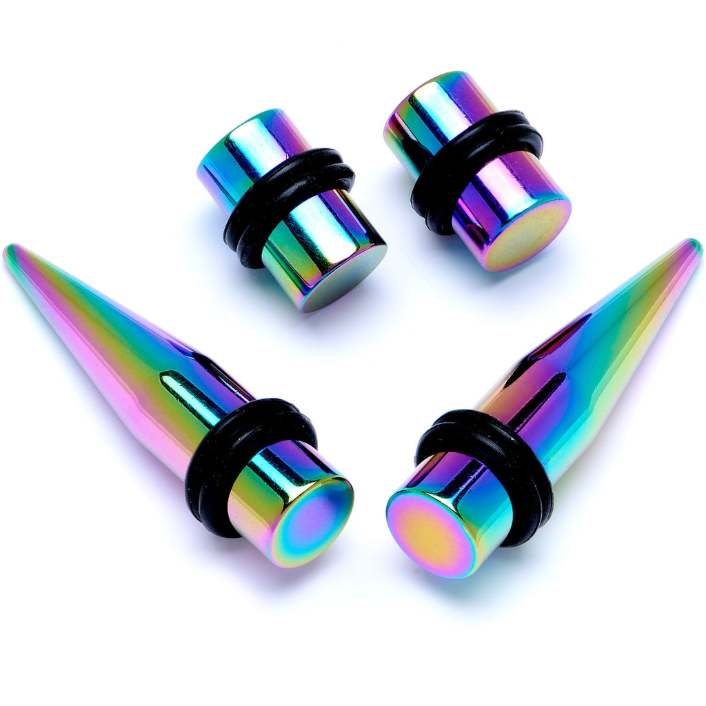 BodyCandy Rainbow PVD Straight Plug and Taper Set Sizes 5mm to 10mm — color variant