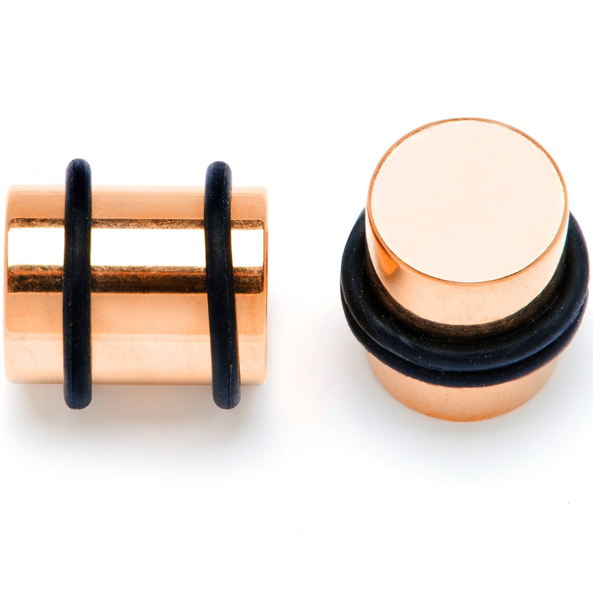 BodyCandy Rose Gold Tone PVD Straight Plug and Taper Set Sizes 5mm to 10mm — branding close-up