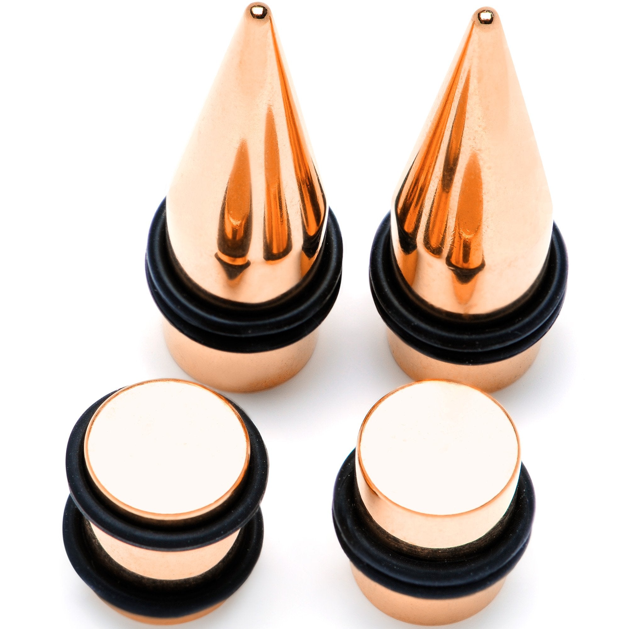 BodyCandy Rose Gold Tone PVD Straight Plug and Taper Set Sizes 5mm to 10mm — alternate view