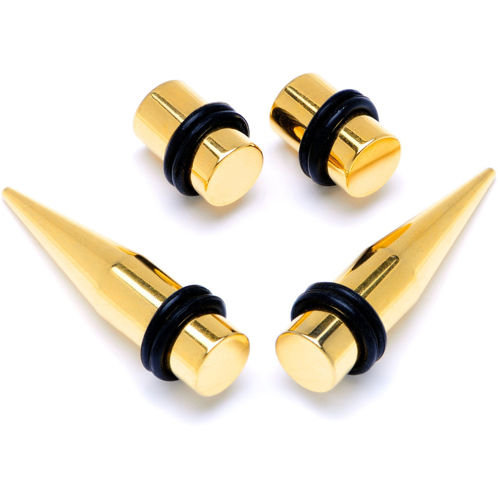 BodyCandy Gold Tone PVD Straight Plug and Taper Set Sizes 5mm to 10mm — color variant