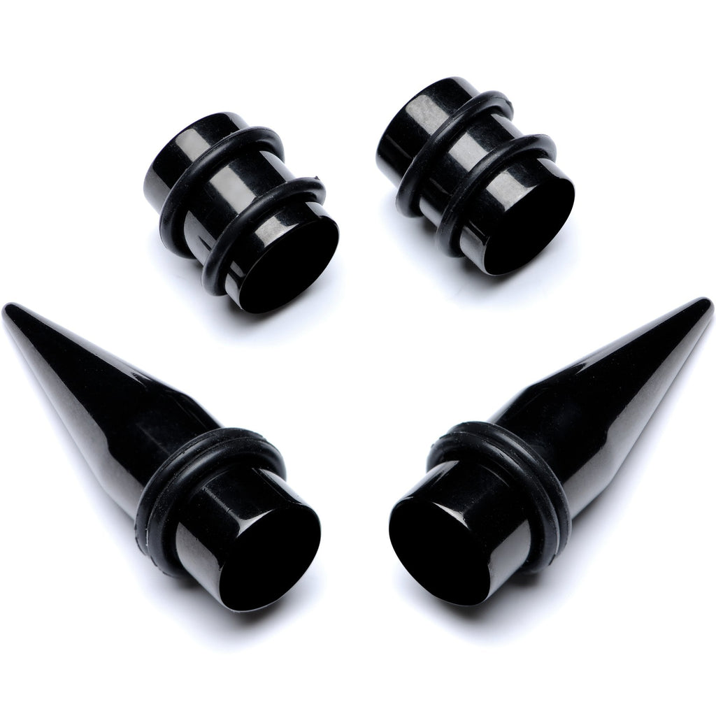 BodyCandy Black PVD Straight Plug and Taper Set Sizes 5mm to 10mm — main product shot
