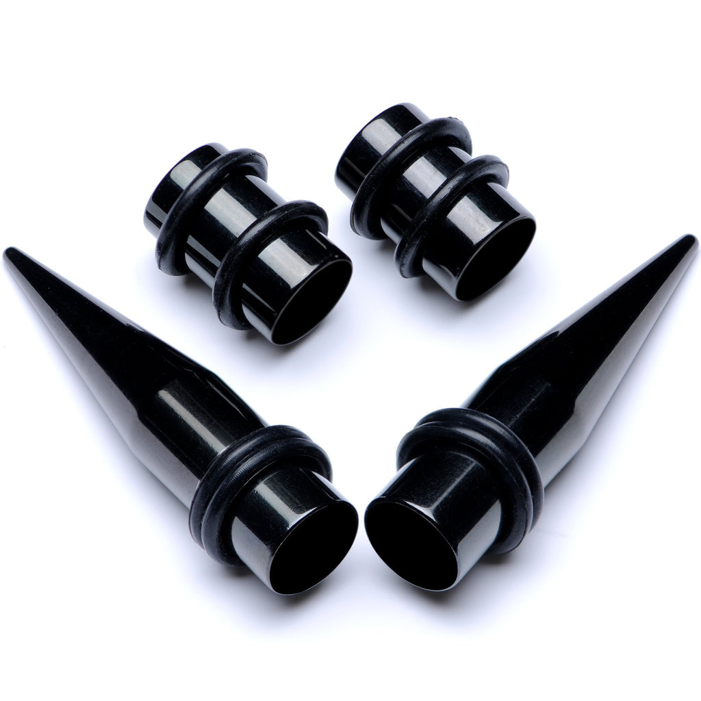 BodyCandy Black PVD Straight Plug and Taper Set Sizes 5mm to 10mm — scale reference