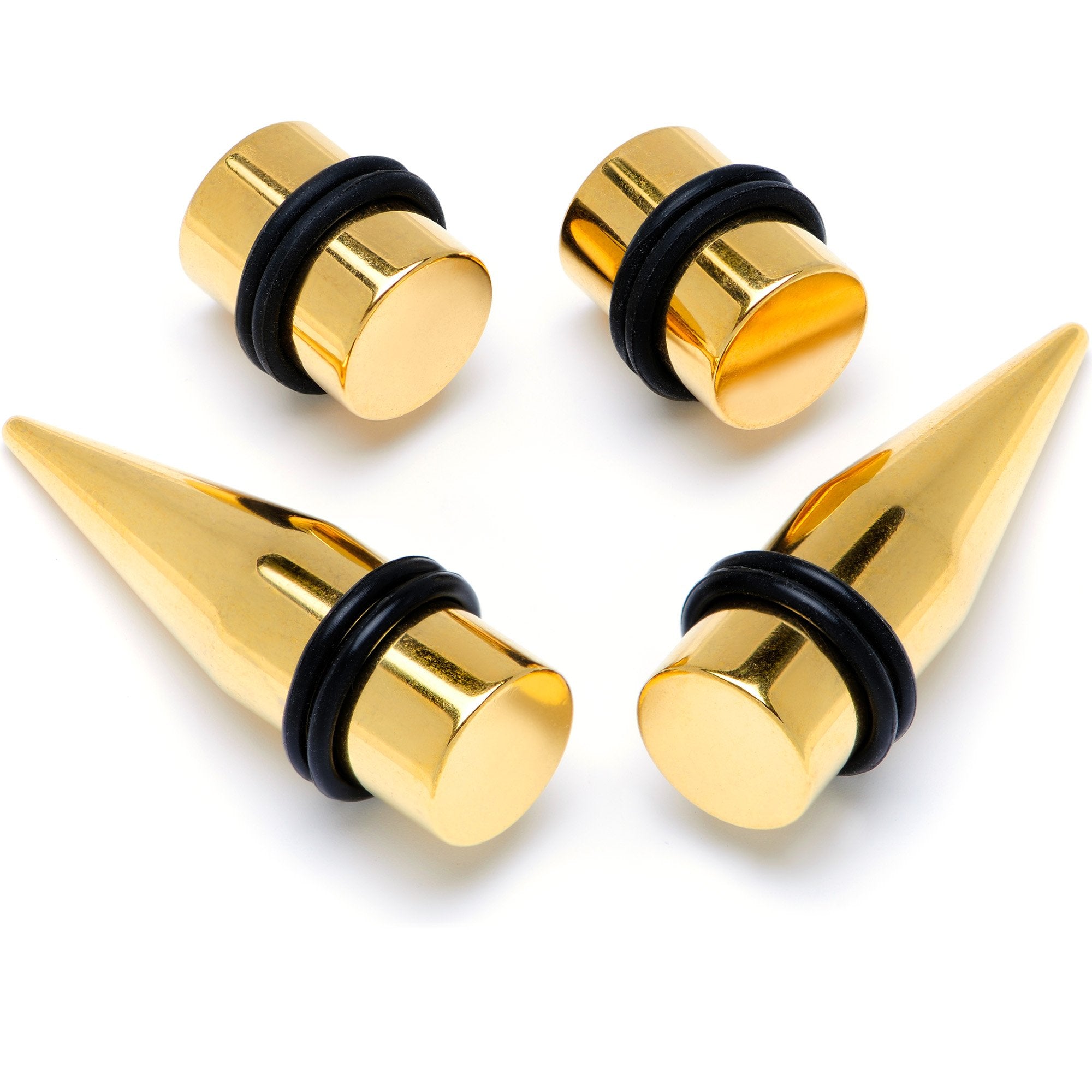 BodyCandy Gold Tone PVD Straight Plug and Taper Set Sizes 5mm to 10mm — main product shot