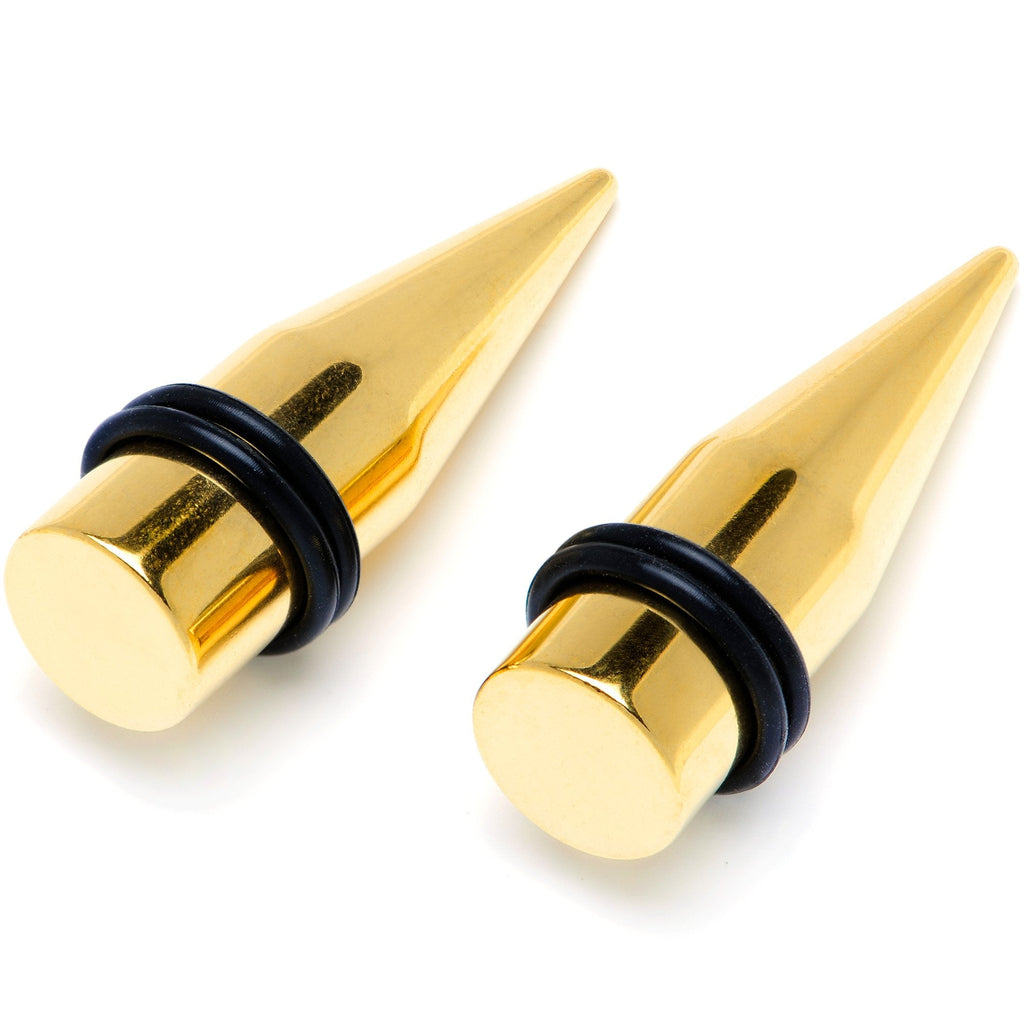 BodyCandy Gold Tone PVD Straight Plug and Taper Set Sizes 5mm to 10mm — detail and construction