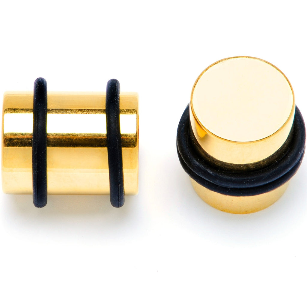 BodyCandy Gold Tone PVD Straight Plug and Taper Set Sizes 5mm to 10mm — branding close-up