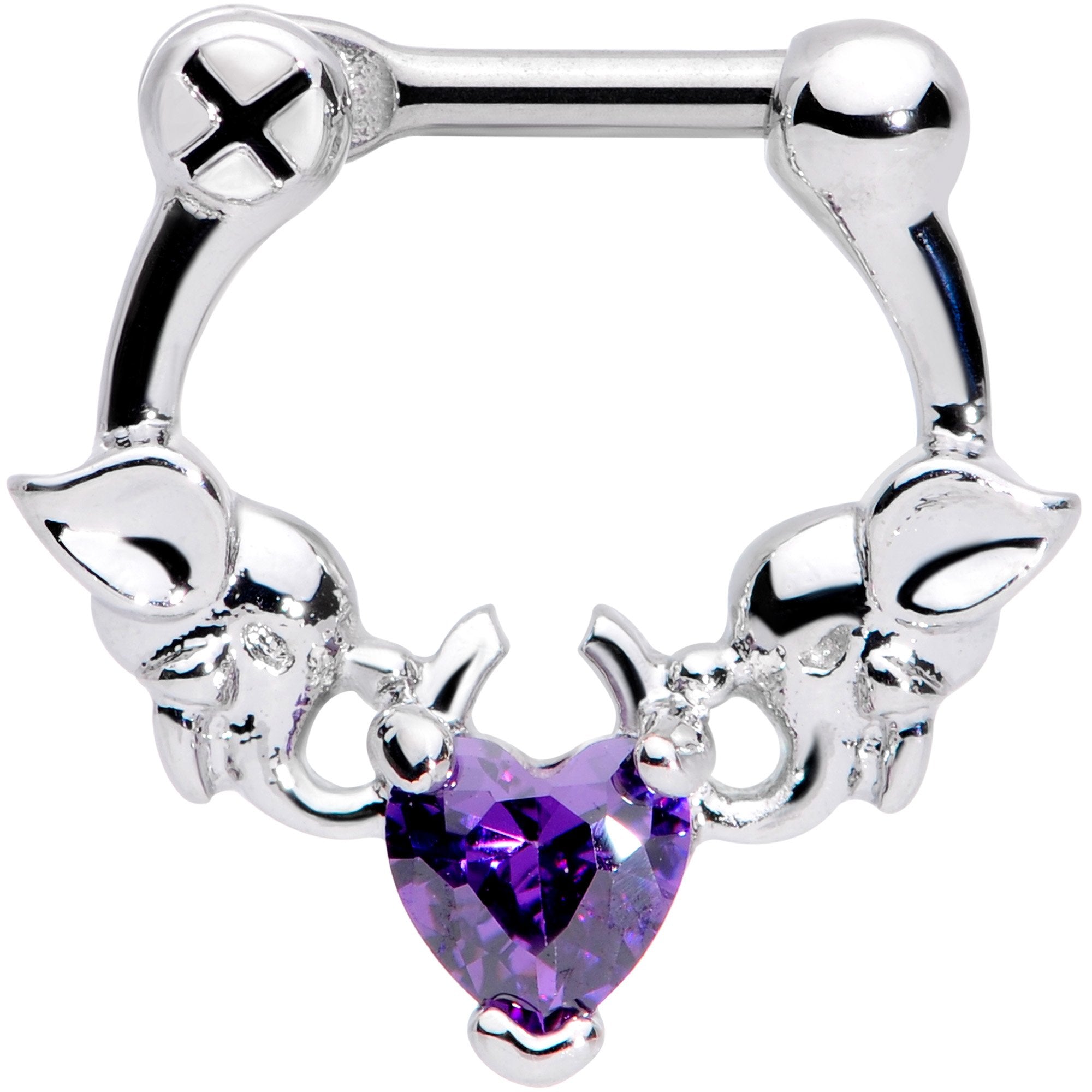 BodyCandy 16G 1/4 Purple Heart Gem Royal Valentine Cartilage Clicker — main product shot