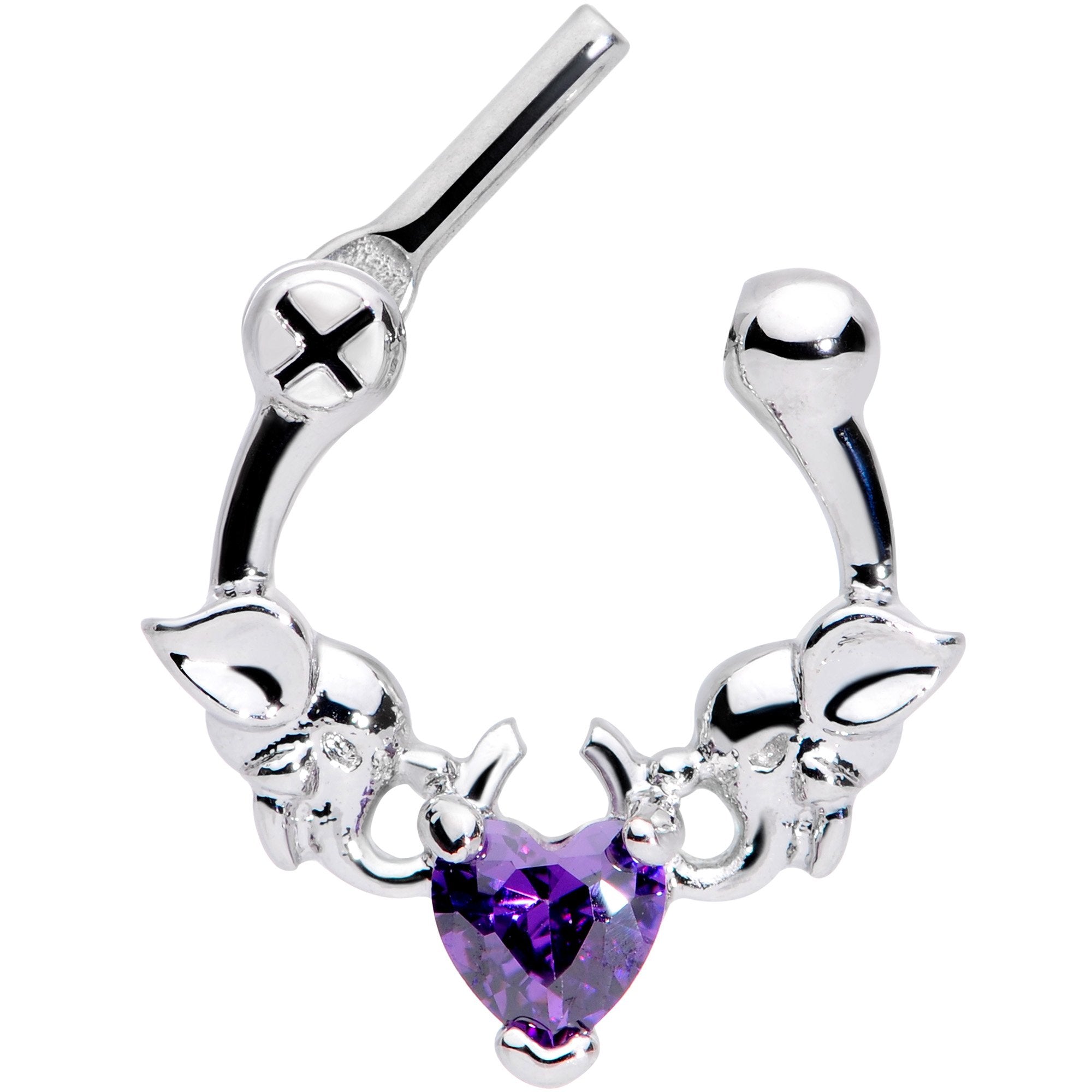 BodyCandy 16G 1/4 Purple Heart Gem Royal Valentine Cartilage Clicker — lifestyle context