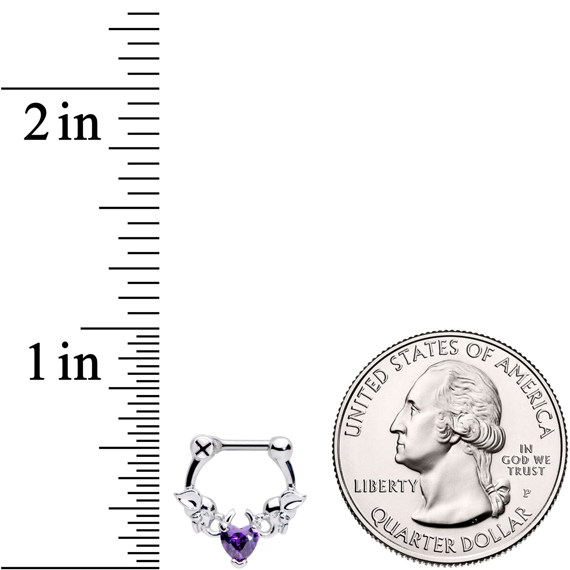 BodyCandy 16G 1/4 Purple Heart Gem Royal Valentine Cartilage Clicker — branding close-up