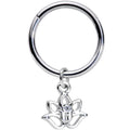 BodyCandy 16G 3/8 Clear CZ Gem Lotus Flower Dangle Hinged Segment Ring — main product shot