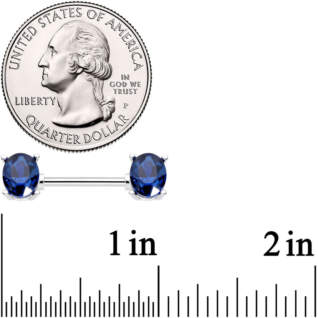 BodyCandy 14G 9/16 Blue Gem Midnight Glamour Barbell Nipple Ring Set — detail and construction