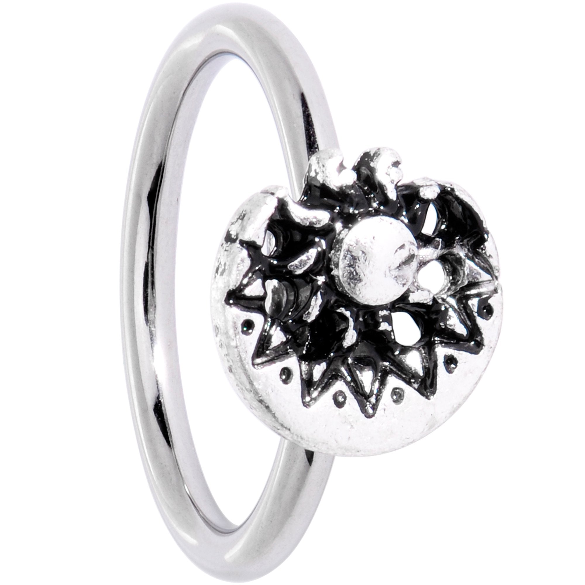 BodyCandy 16G 3/8 Moon Cradling the Sun BCR Captive Ring — main product shot