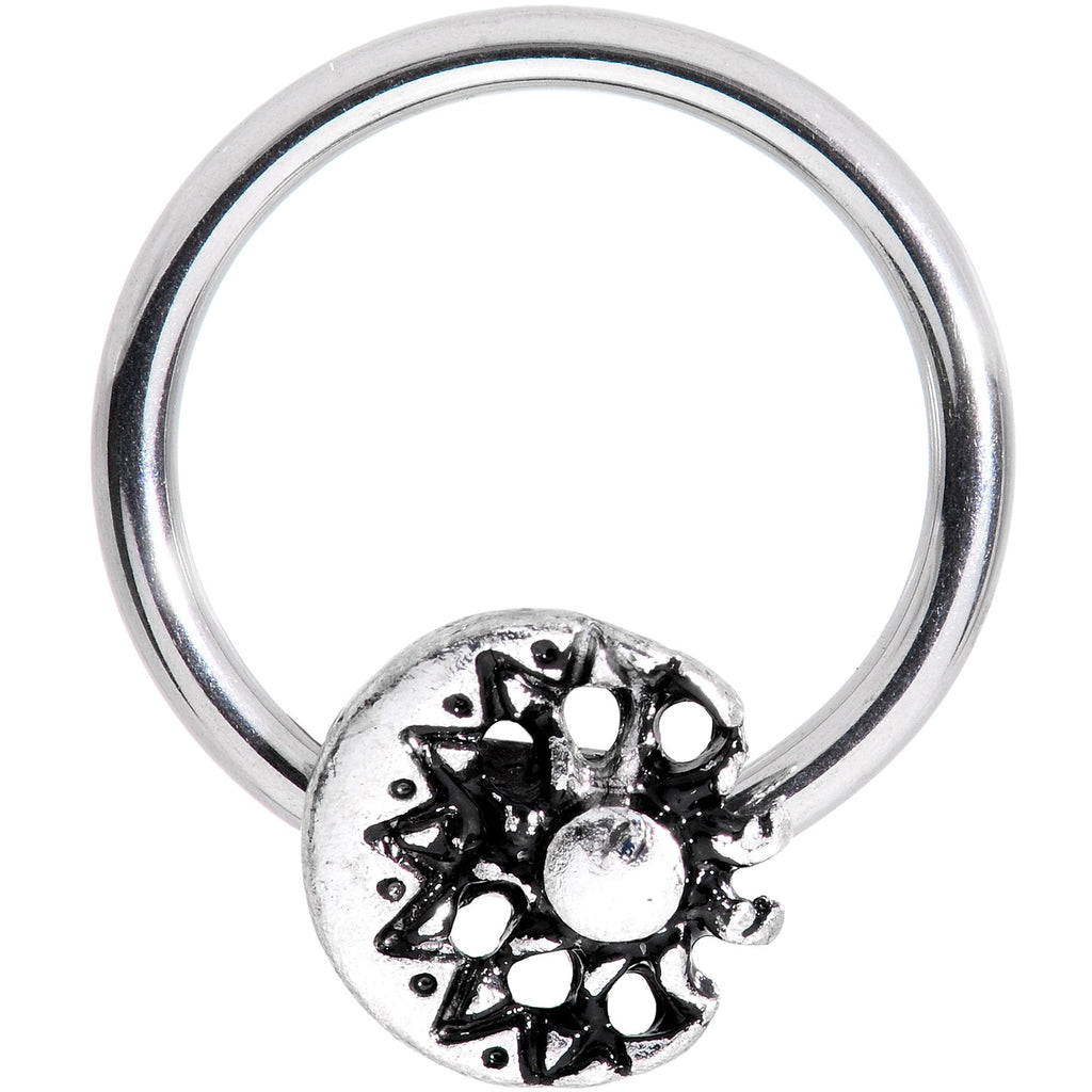 BodyCandy 16G 3/8 Moon Cradling the Sun BCR Captive Ring — detail and construction