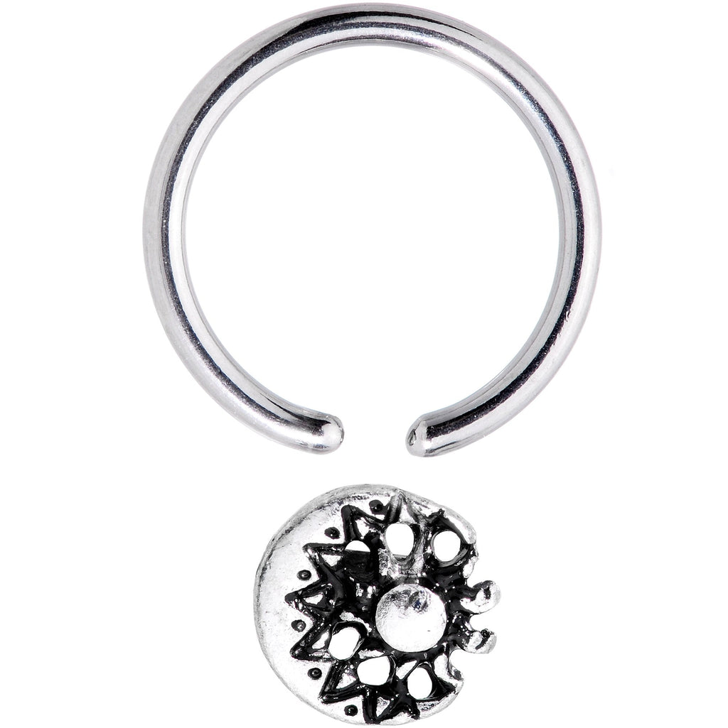 BodyCandy 16G 3/8 Moon Cradling the Sun BCR Captive Ring — lifestyle context