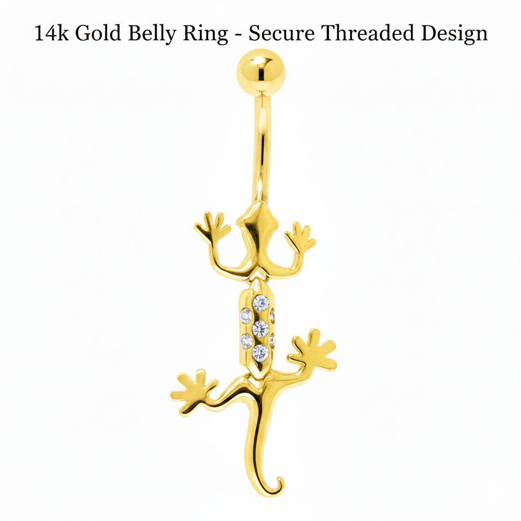 BodyCandy 16G Solid 14K Yellow Gold Cubic Zirconia Izzy Lizzy Belly Ring — lifestyle context