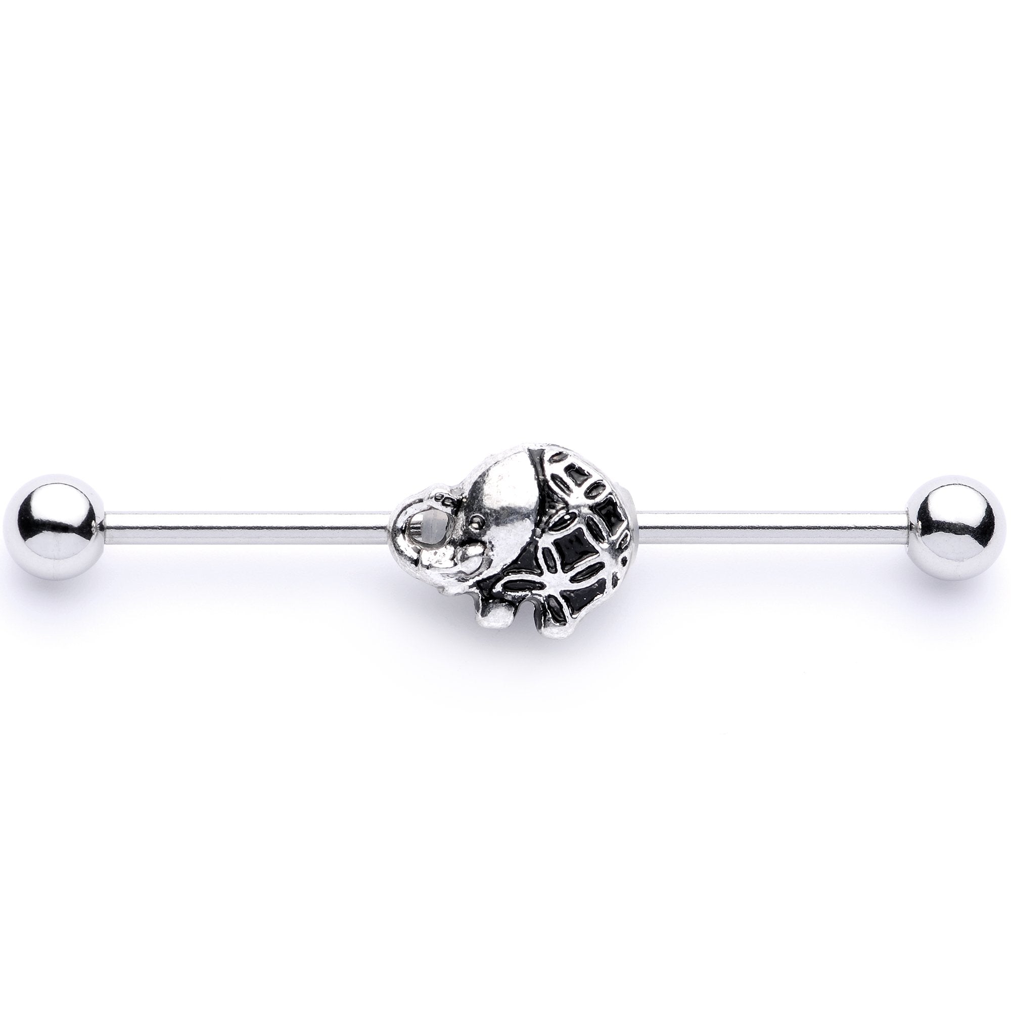 BodyCandy 14G Whimsical Round Elephant Industrial Barbell 38mm — detail and construction