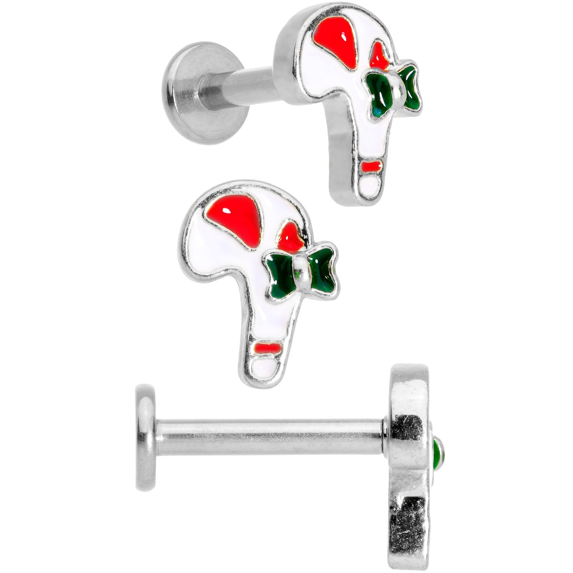 BodyCandy 16G 5/16 Gem Holiday Cartilage Tragus Earring Curation Set of 3 — branding close-up