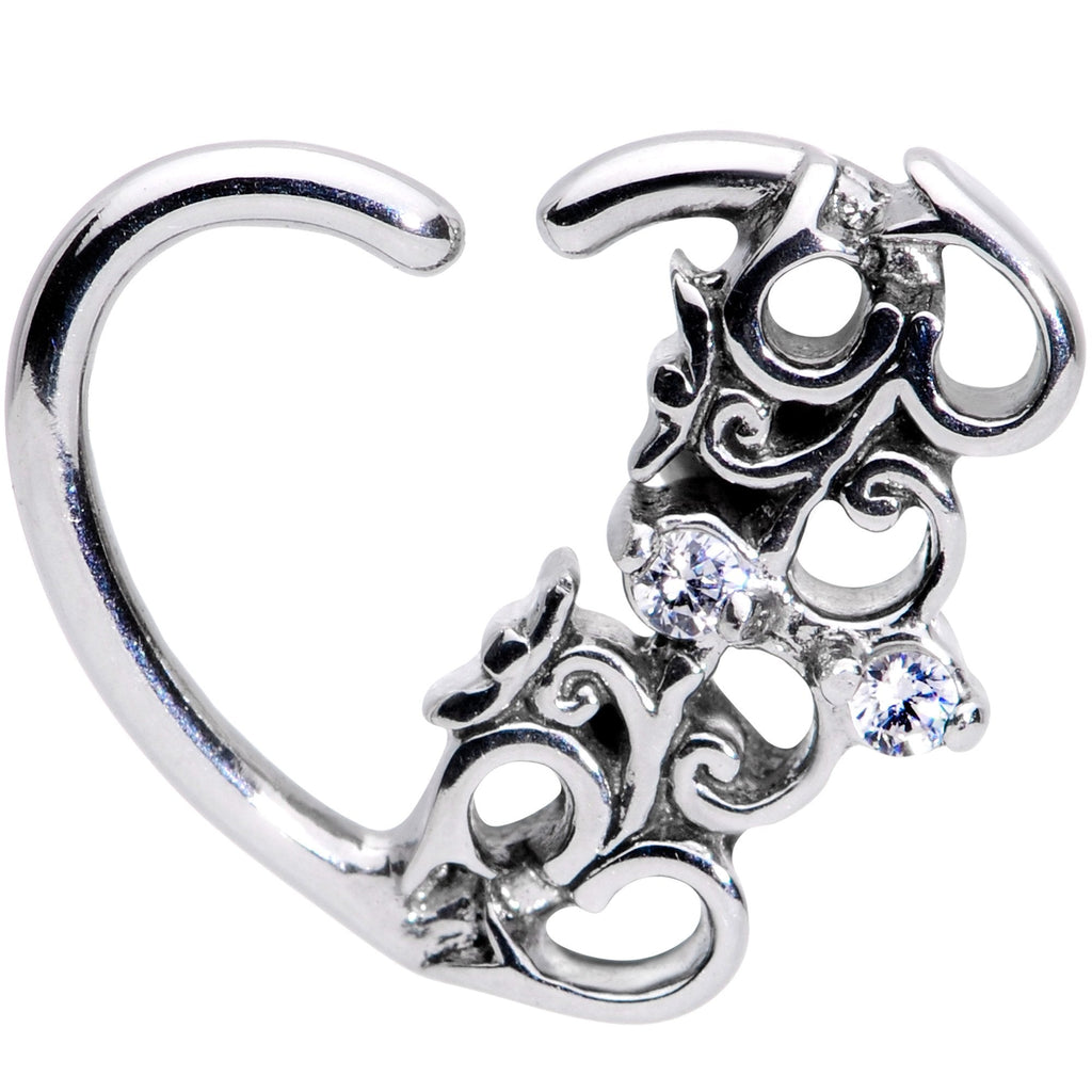 BodyCandy 16G 3/8 Clear CZ Gem Abstract Hearts Left Heart Closure Ring — main product shot