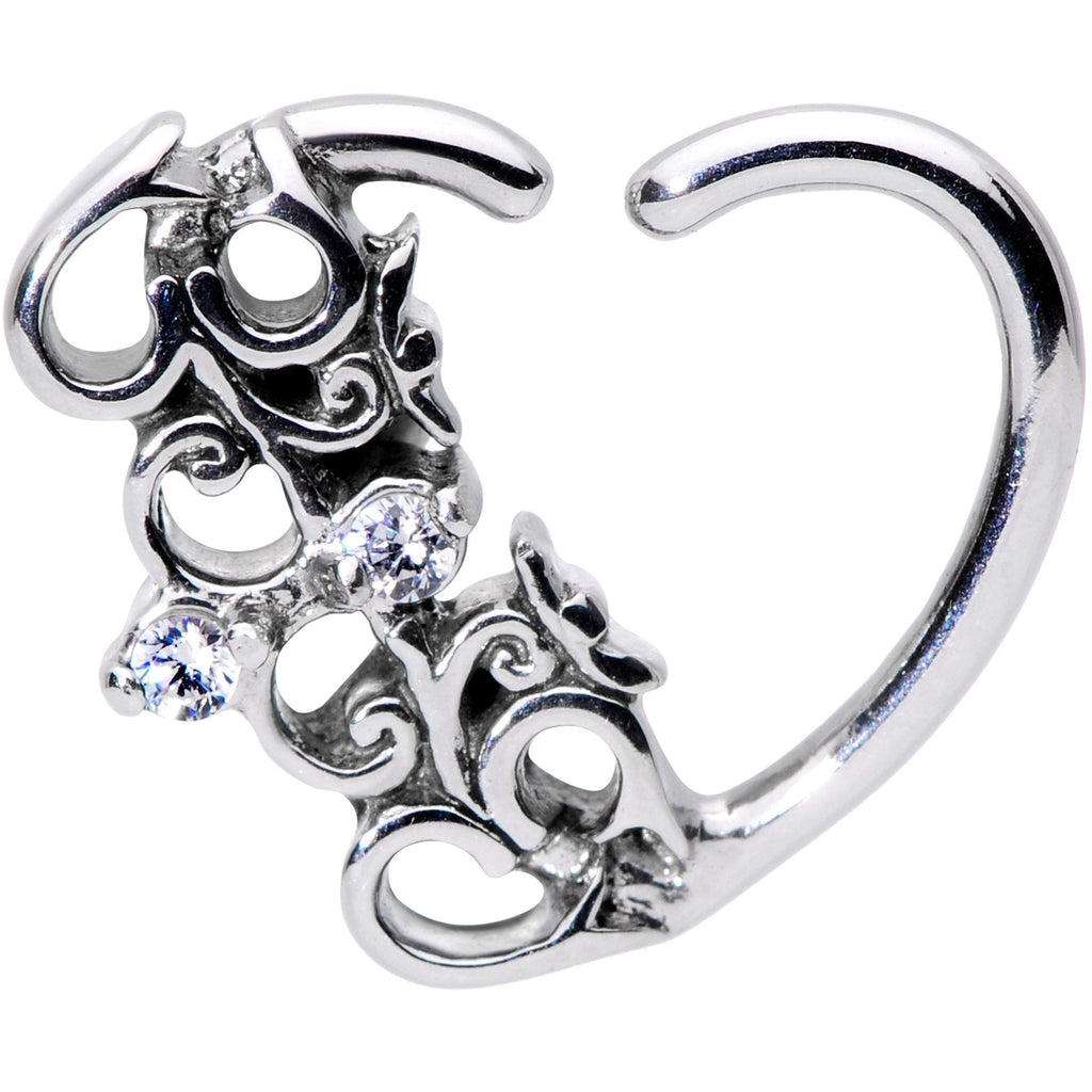 BodyCandy 16G 3/8 Clear CZ Gem Abstract Hearts Right Heart Closure Ring — main product shot