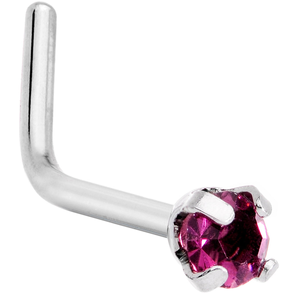 BodyCandy 20G 1/4 Purple CZ Gem L Shaped Nose Ring — main product shot