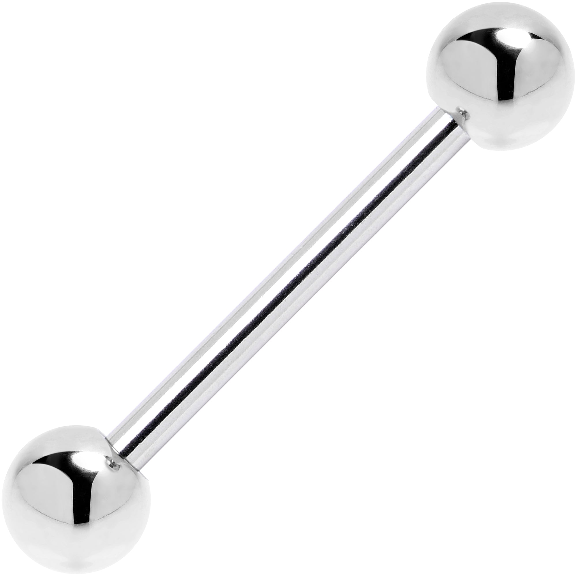 BodyCandy Solid 14k White Gold Barbell Tongue Ring 14G 5/8 5mm Ball — detail close-up