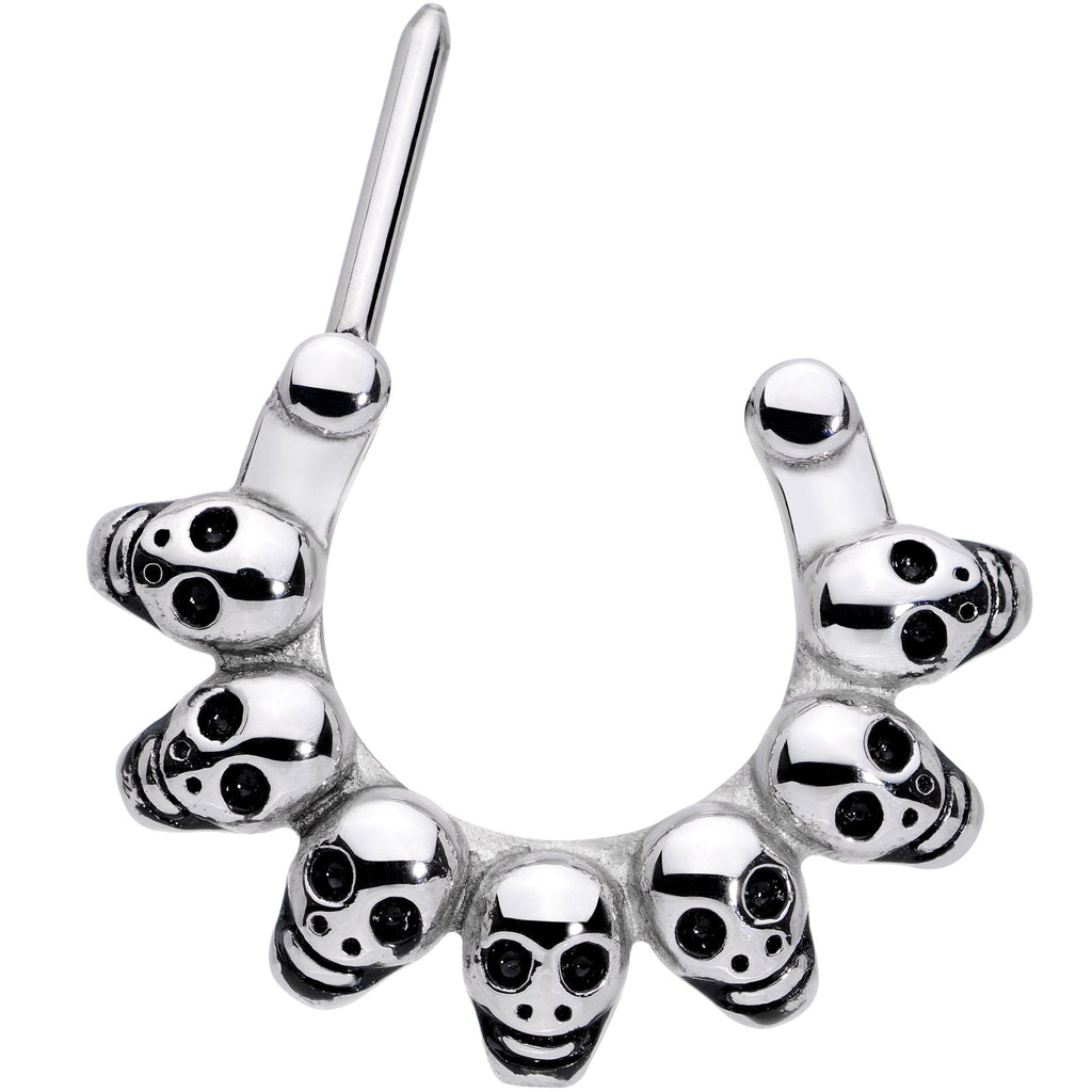 BodyCandy 16G 5/16 Wreath of Skulls Cartilage Clicker — detail and construction