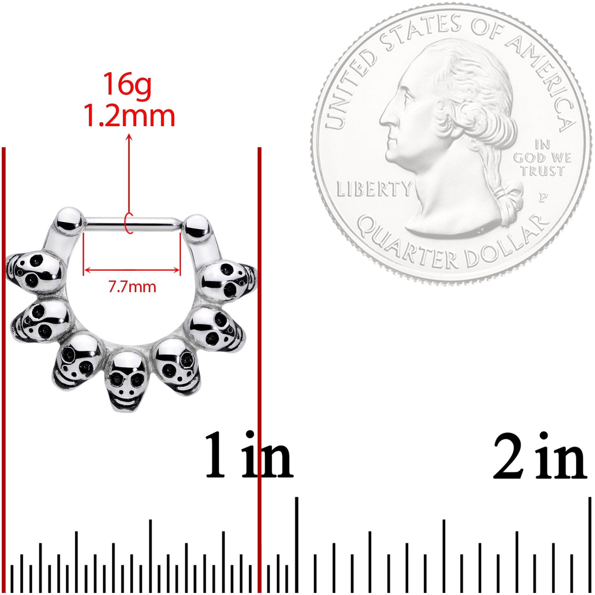 BodyCandy 16G 5/16 Wreath of Skulls Cartilage Clicker — lifestyle context