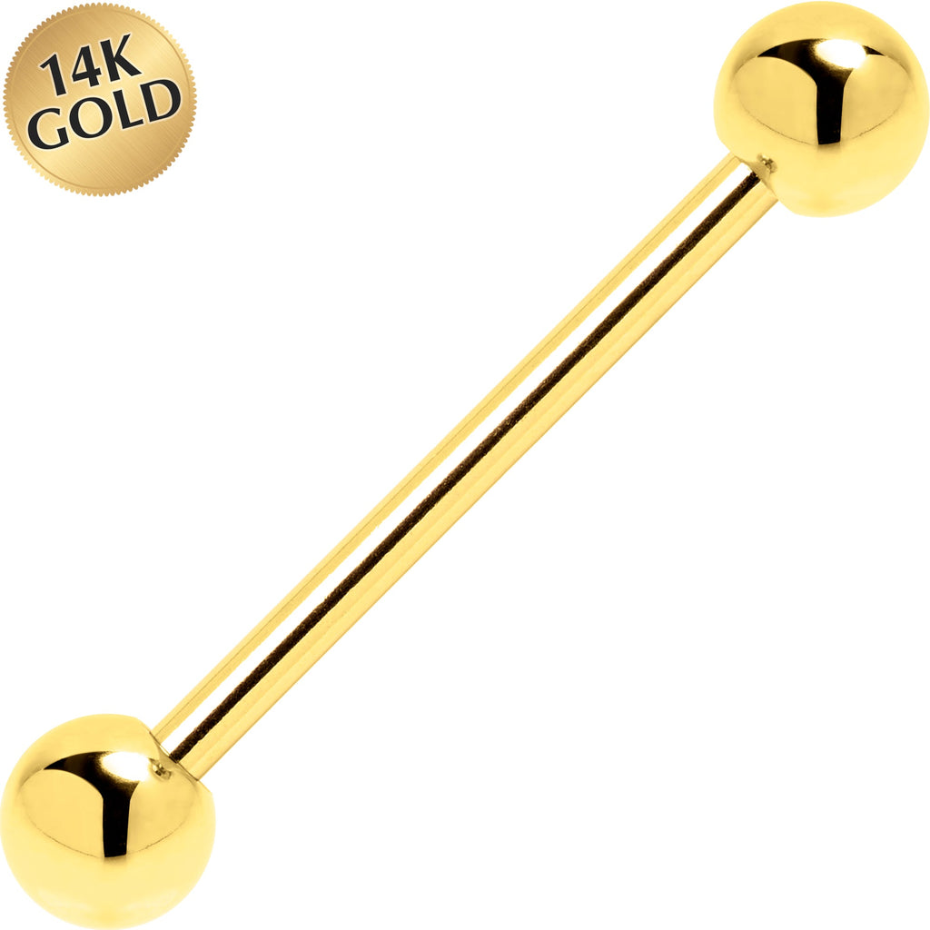 BodyCandy Solid 14k Yellow Gold Straight Barbell 14G 3/4 5mm — main product shot