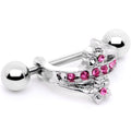 BodyCandy 16G 1/2 Pink Gem Cross Crown Cartilage Cuff — main product shot