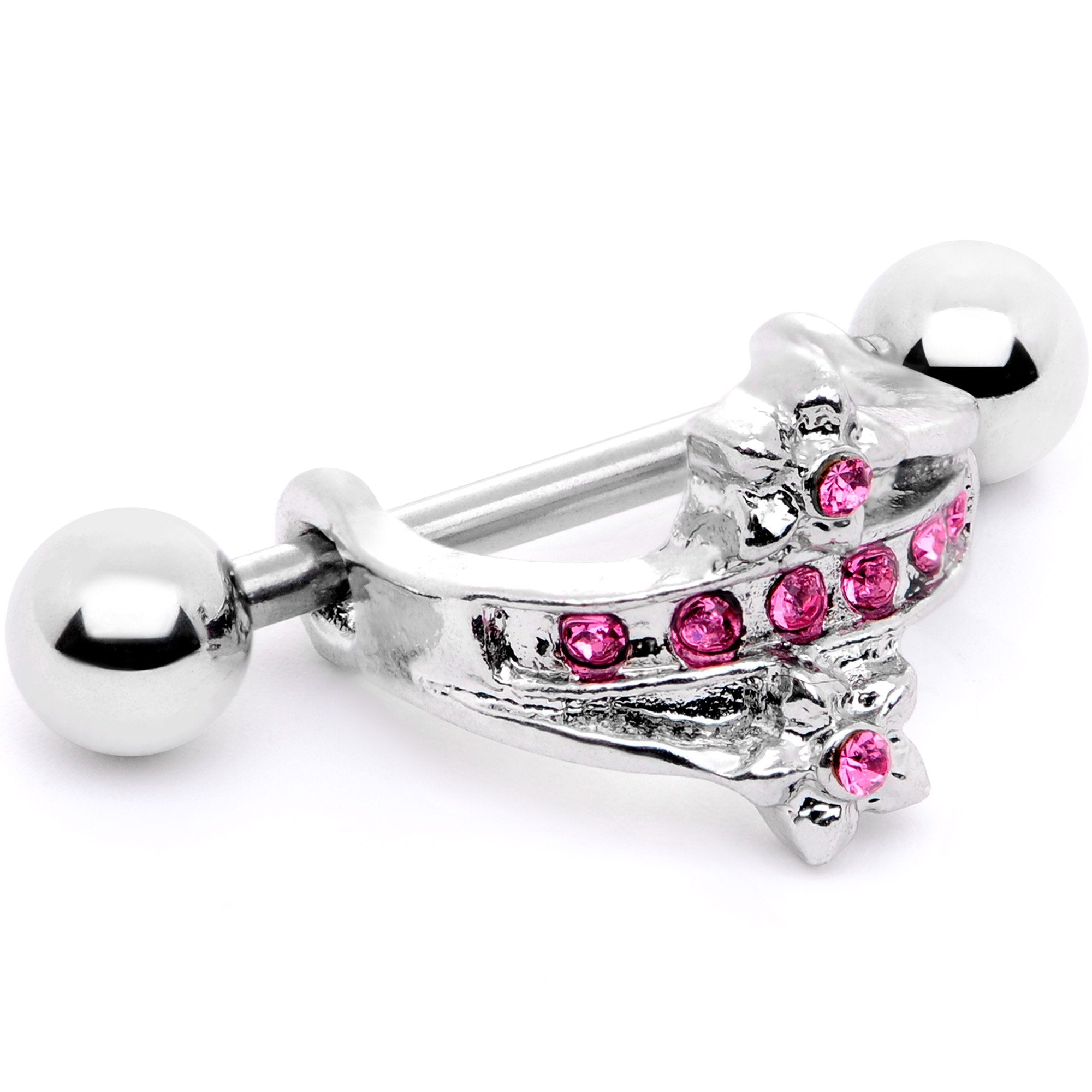 BodyCandy 16G 1/2 Pink Gem Cross Crown Cartilage Cuff — main product shot