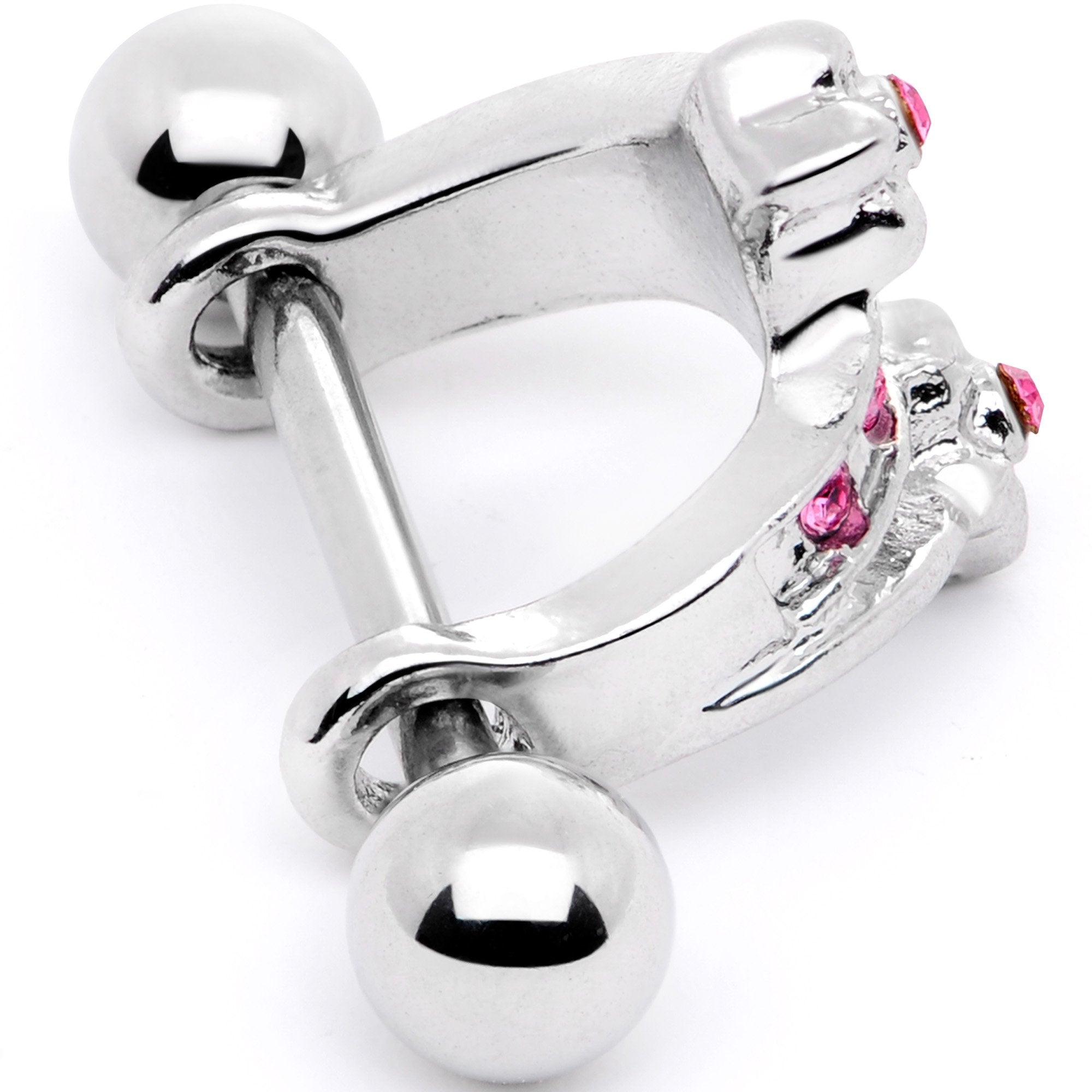 BodyCandy 16G 1/2 Pink Gem Cross Crown Cartilage Cuff — lifestyle context