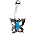 BodyCandy Faux Turquoise Southwestern Open Wing Butterfly Belly Ring — main product shot