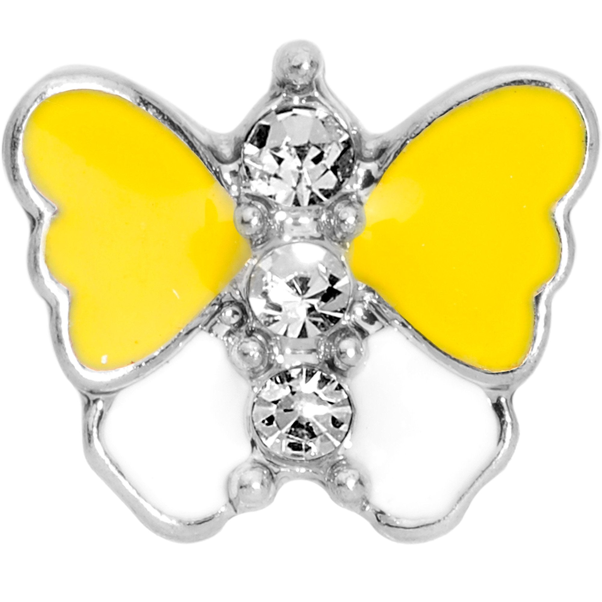 BodyCandy 16G 1/4 Clear Gem Yellow Butterfly Cartilage Tragus Earring — detail and construction