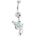 BodyCandy Clear Gem Glow in the Dark Revolver Get Your Gun Dangle Belly Ring — main product shot