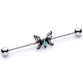 BodyCandy 14G Blue Faux Opal Butterfly Industrial Barbell 38mm — main product shot