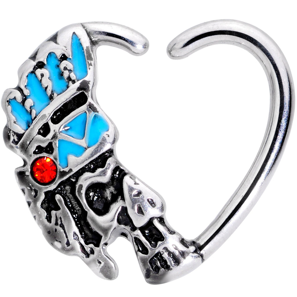 BodyCandy 16G 3/8 Red Gem Warrior Headdress Right Heart Closure Ring — main product shot