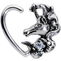 BodyCandy 16G 3/8 Clear CZ Unicorn Left Heart Closure Ring — main product shot