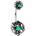 BodyCandy Green Synthetic Opal Moon Pentagram Double Mount Belly Ring — main product shot