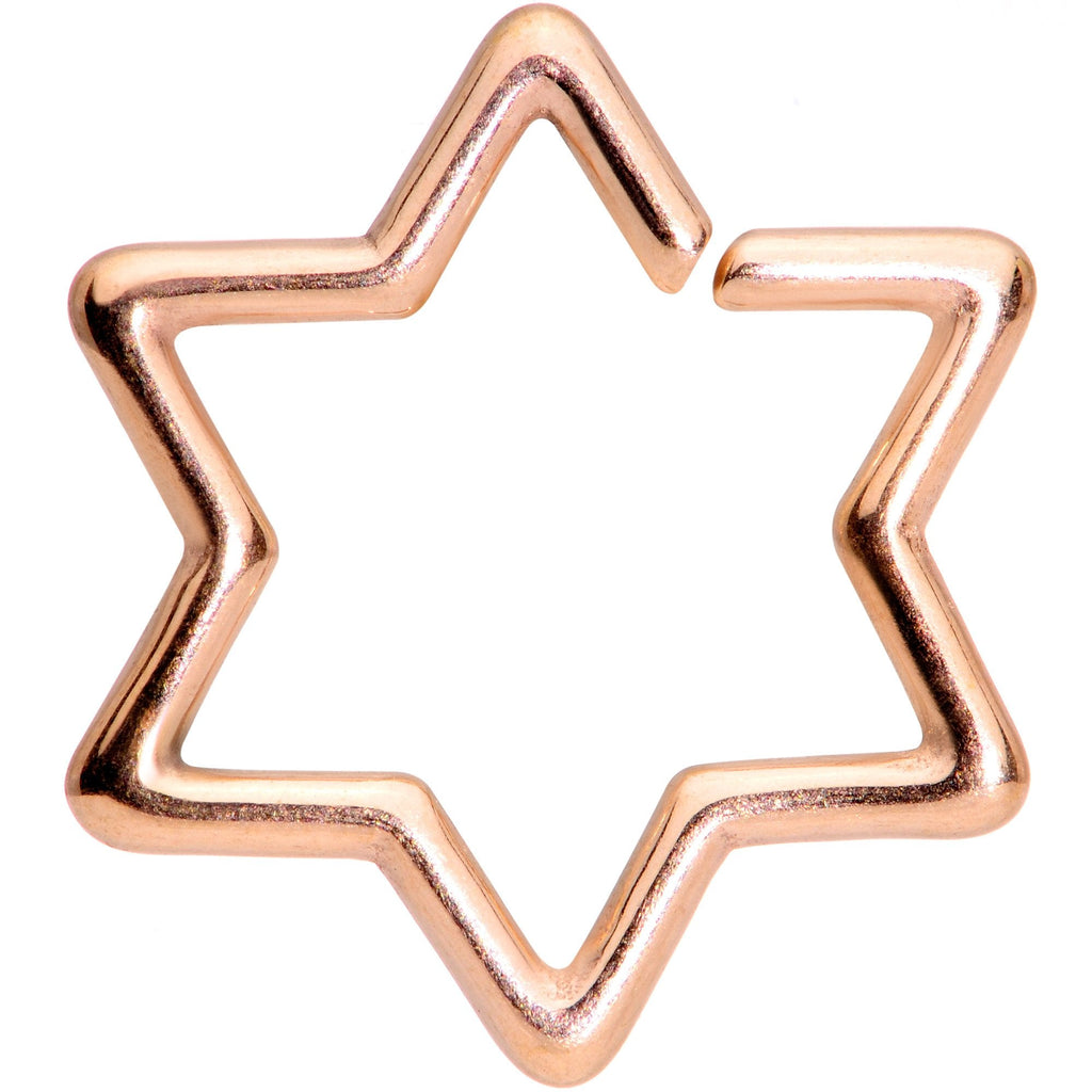 BodyCandy 16G 3/8 Rose Gold Tone Hexagram Star of David Closure Ring — main product shot