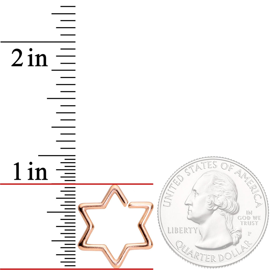 BodyCandy 16G 3/8 Rose Gold Tone Hexagram Star of David Closure Ring — detail and construction