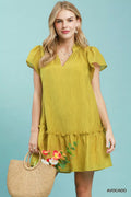 Umgee Textured Ruffle Hem Mini Dress