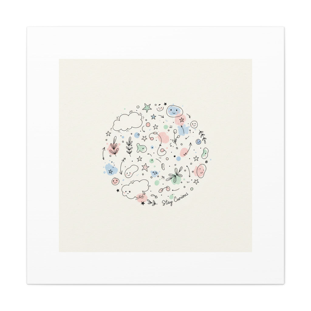 Doodle Circle Line Drawing Matte Canvas, Hand-Drawn Sketch Art