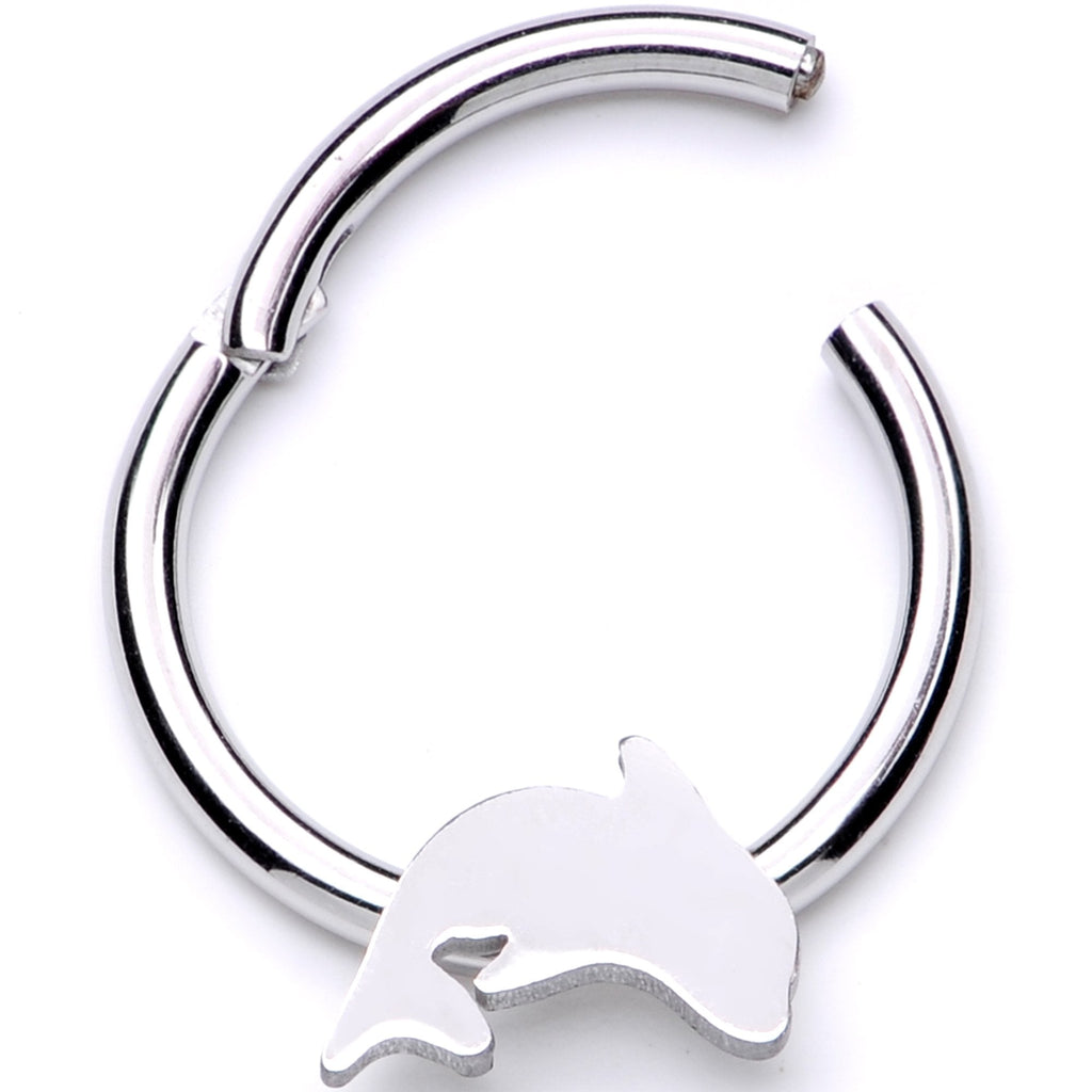 BodyCandy 16G 3/8 Leaping Dolphin Hinged Segment Ring — detail and construction