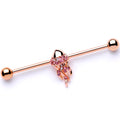 BodyCandy 14G Clear CZ Gem Rose Gold Tone Jellyfish Industrial Barbell 38mm — main product shot