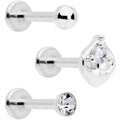 BodyCandy 16G 5/16 Clear Gem Internally Threaded Labret Set — main product shot