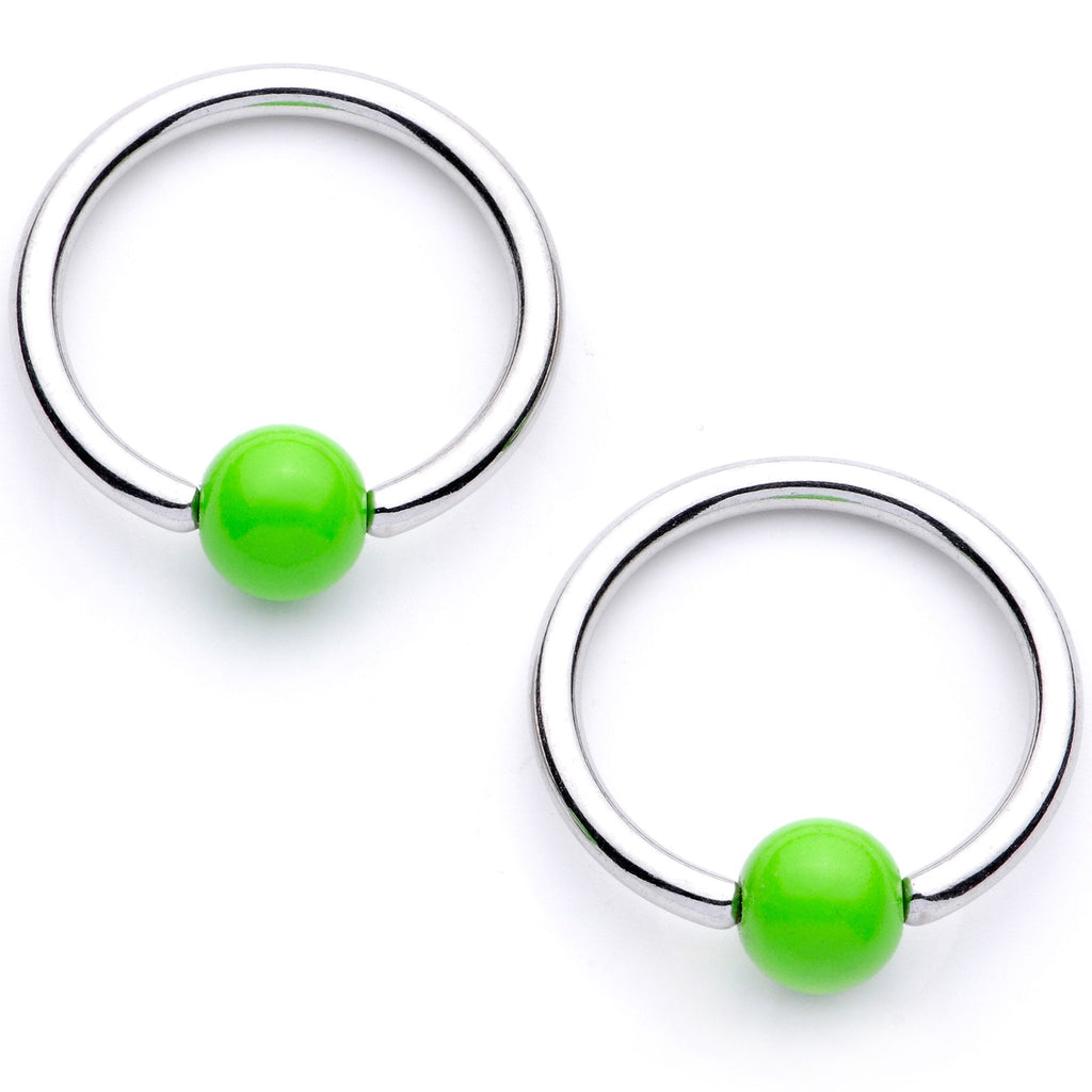 BodyCandy 14G 9/16 1/2 Green Flower BCR Barbell Nipple Ring Set — lifestyle context