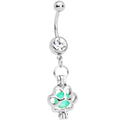BodyCandy Clear Gem Glow in the Dark Paw Print Dangle Belly Ring — main product shot