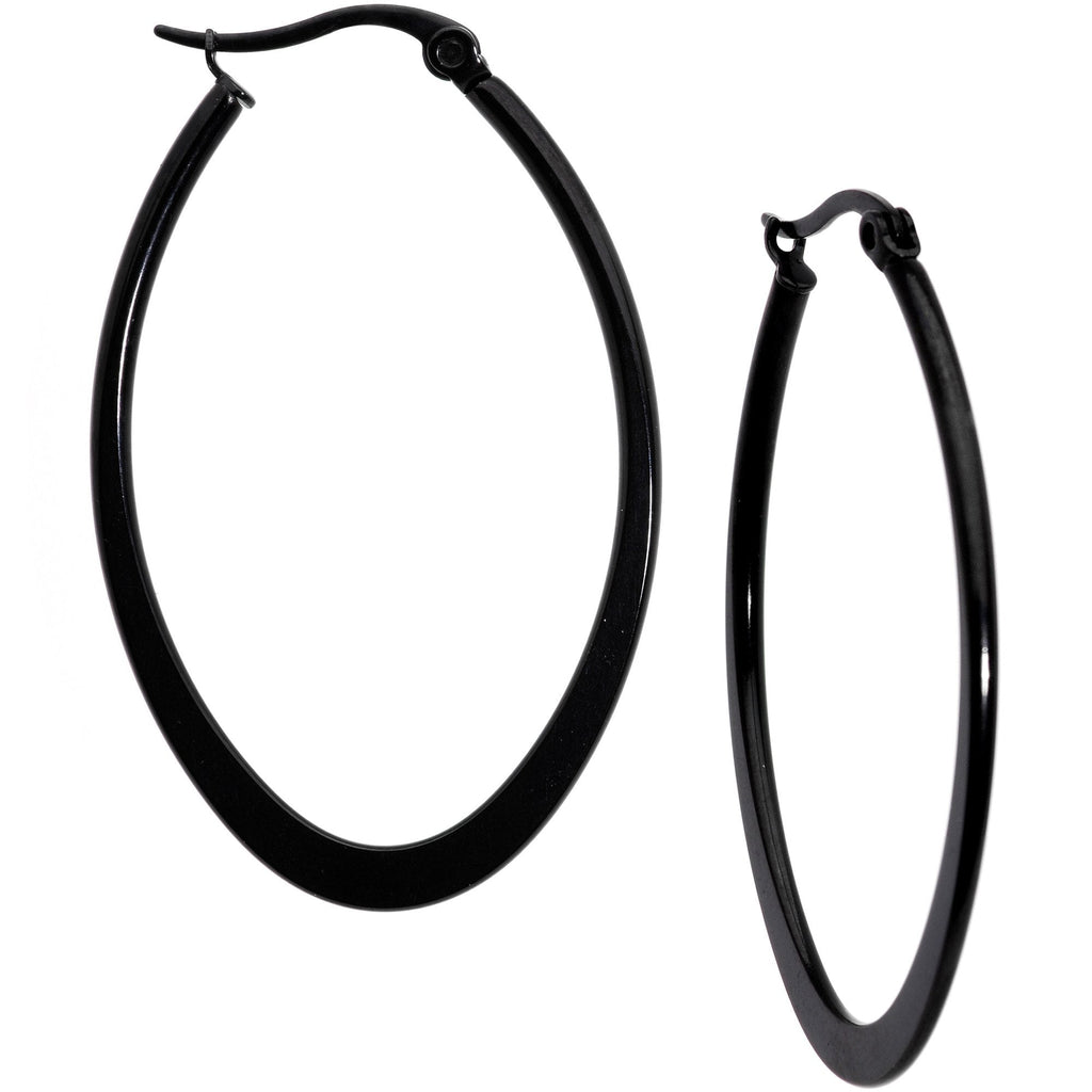 BodyCandy 40mm Black Tone PVD Stainless Steel Oval Hoop Earrings — main product shot