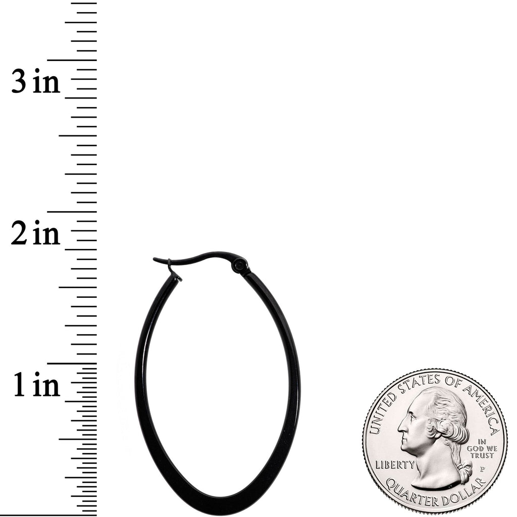 BodyCandy 40mm Black Tone PVD Stainless Steel Oval Hoop Earrings — detail and construction